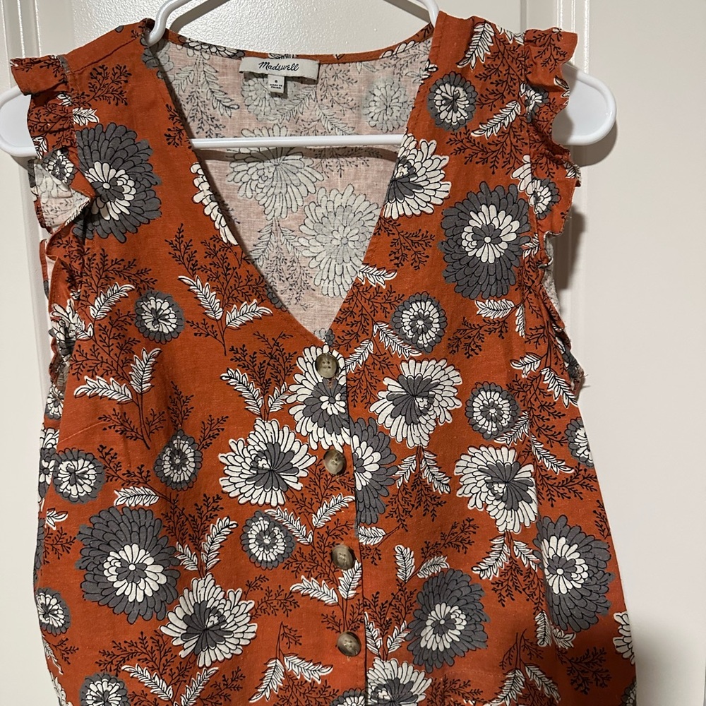 Madewell Rust Floral Button-Down Blouse